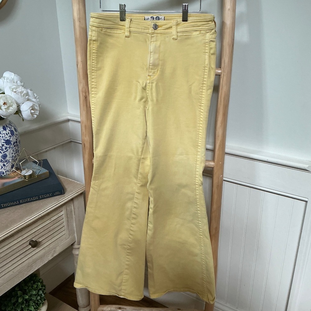 We The Free Free People Penny Flare Jeans Yellow High Rise Stretch Size 29